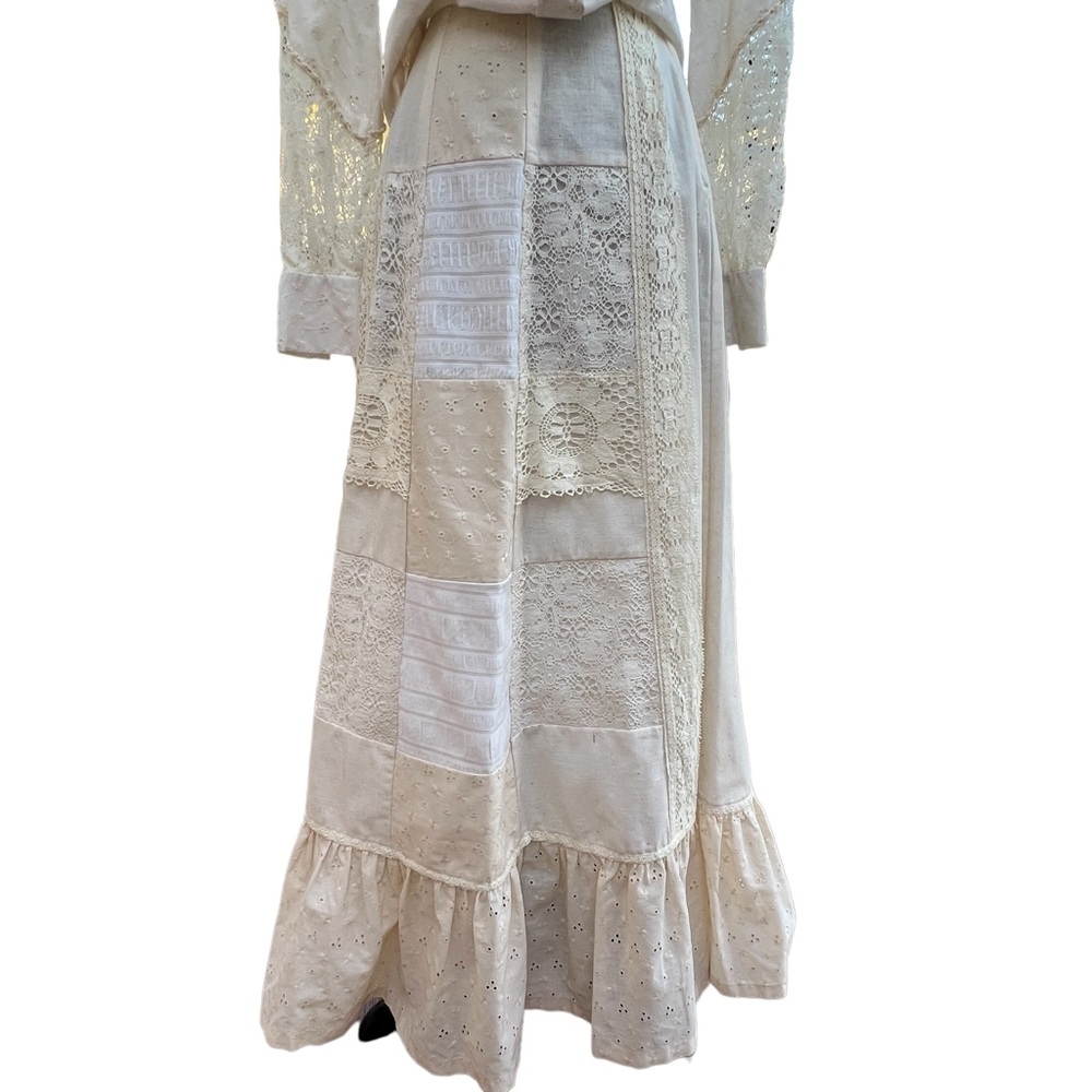 M. BIANCHI CALIFORNIA Vintage Eyelet Ruffle Hem Skirt & Button Down Top AMAZING! - Picture 5 of 16